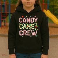 Candy Cane Crew Funny Christmas Candy Lover X-mas Pajamas Kids Hoodie thumb 3