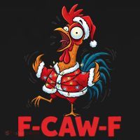 Crazy Chicken Cartoon F-Caw-F Funny Santa Chrismas Coaster thumb 2