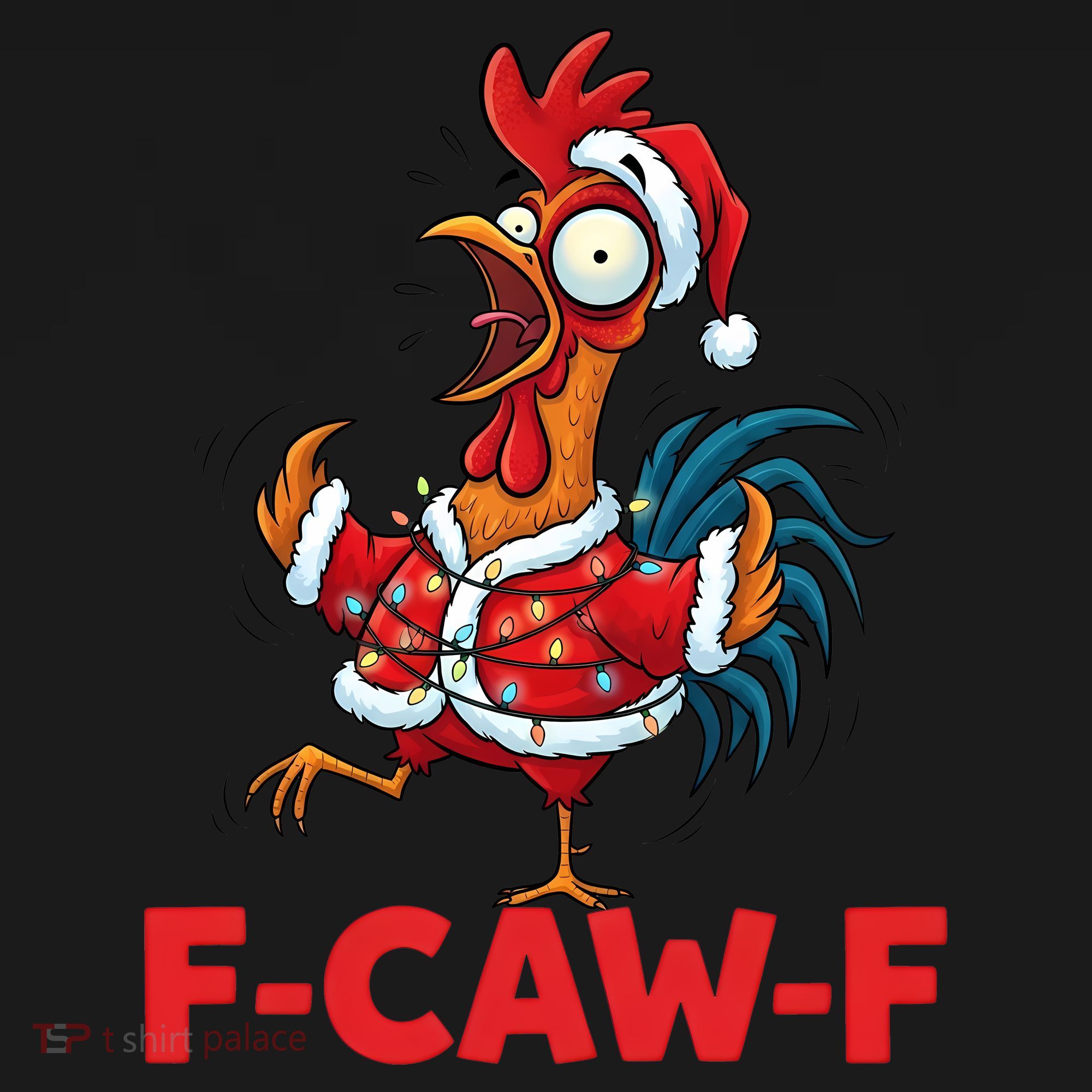 Crazy Chicken Cartoon F-Caw-F Funny Santa Chrismas Coaster