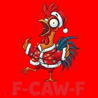 Crazy Chicken Cartoon F-Caw-F Funny Santa Chrismas Santa Hat thumb 1