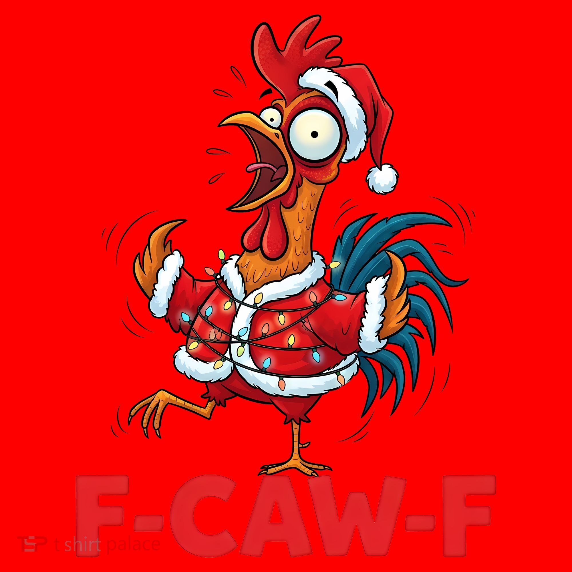 Crazy Chicken Cartoon F-Caw-F Funny Santa Chrismas Santa Hat