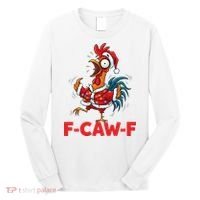 Crazy Chicken Cartoon F-Caw-F Funny Santa Chrismas Long Sleeve Shirt thumb 0