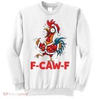 Crazy Chicken Cartoon F-Caw-F Funny Santa Chrismas Sweatshirt thumb 0