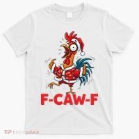 Crazy Chicken Cartoon F-Caw-F Funny Santa Chrismas T-Shirt thumb 0