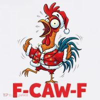 Crazy Chicken Cartoon F-Caw-F Funny Santa Chrismas Baby Bodysuit thumb 2