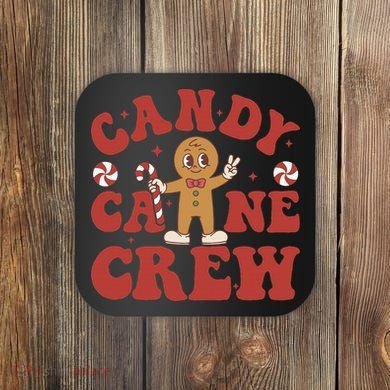 Candy Cane Crew Cookie Merry Christmas Gingerbread Cute  Coaster