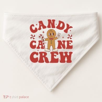 Candy Cane Crew Cookie Merry Christmas Gingerbread Cute  USA-Made Doggie Bandana