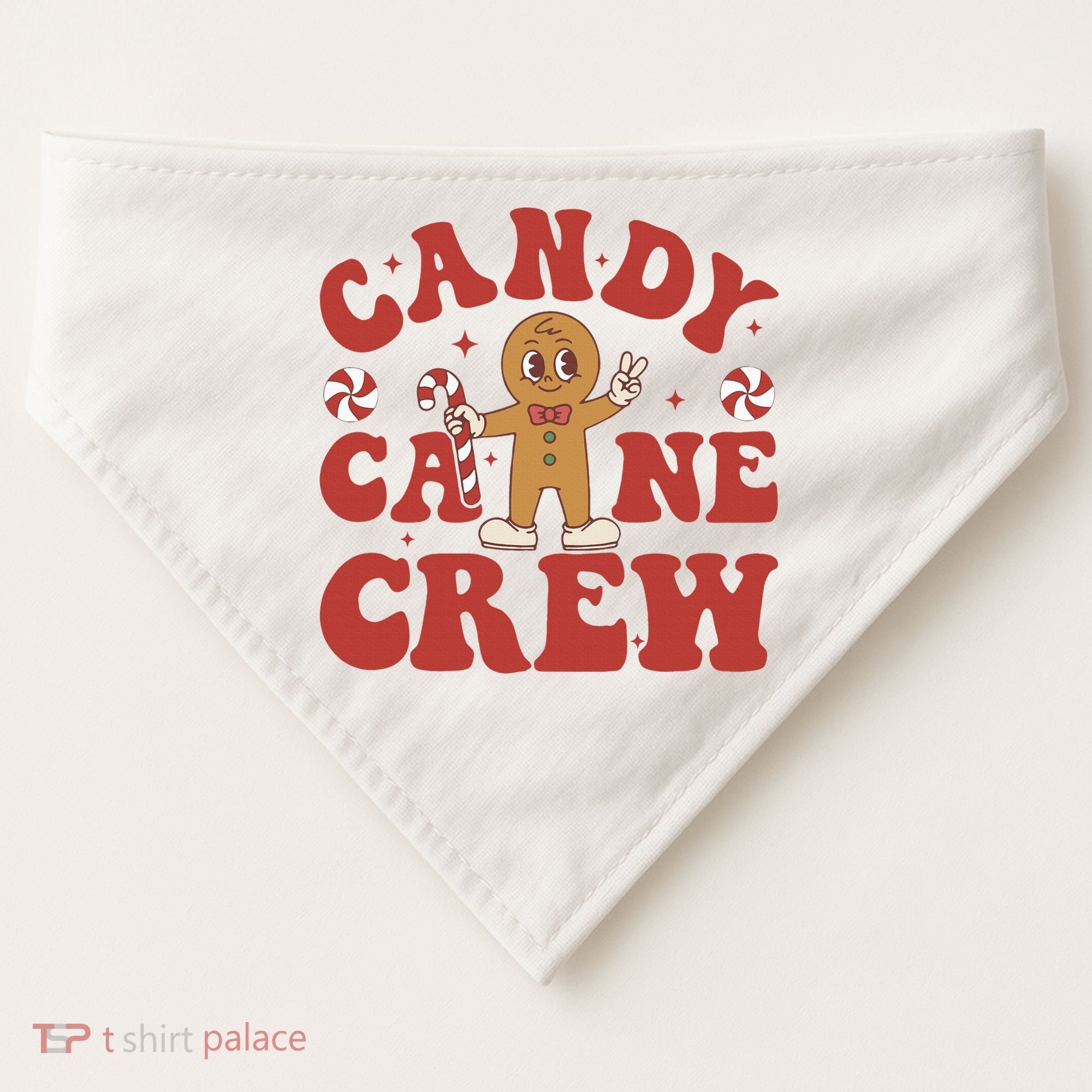 Candy Cane Crew Cookie Merry Christmas Gingerbread Cute  USA-Made Doggie Bandana