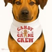 Candy Cane Crew Cookie Merry Christmas Gingerbread Cute  USA-Made Doggie Bandana thumb 1
