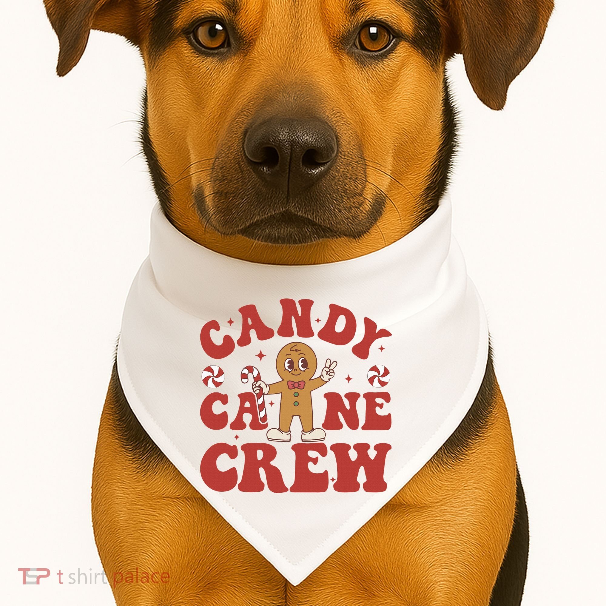 Candy Cane Crew Cookie Merry Christmas Gingerbread Cute  USA-Made Doggie Bandana