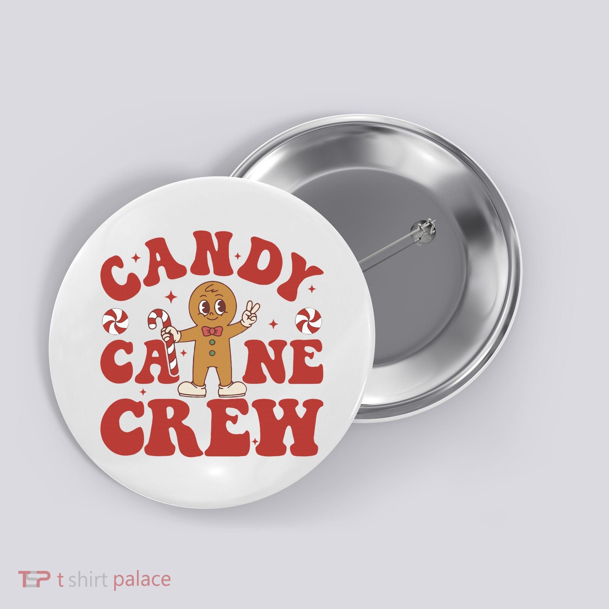Candy Cane Crew Cookie Merry Christmas Gingerbread Cute  Button