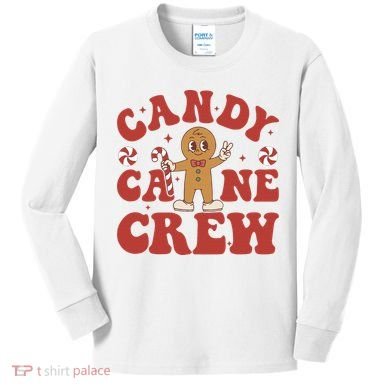 Candy Cane Crew Cookie Merry Christmas Gingerbread Cute  Kids Long Sleeve Shirt