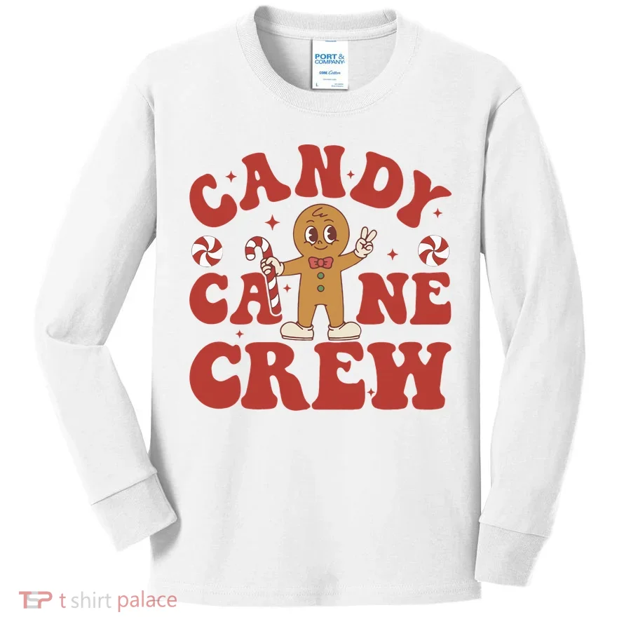 Candy Cane Crew Cookie Merry Christmas Gingerbread Cute  Kids Long Sleeve Shirt