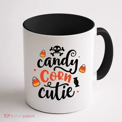 Candy Corn Cutie Halloween Coffee Mug back