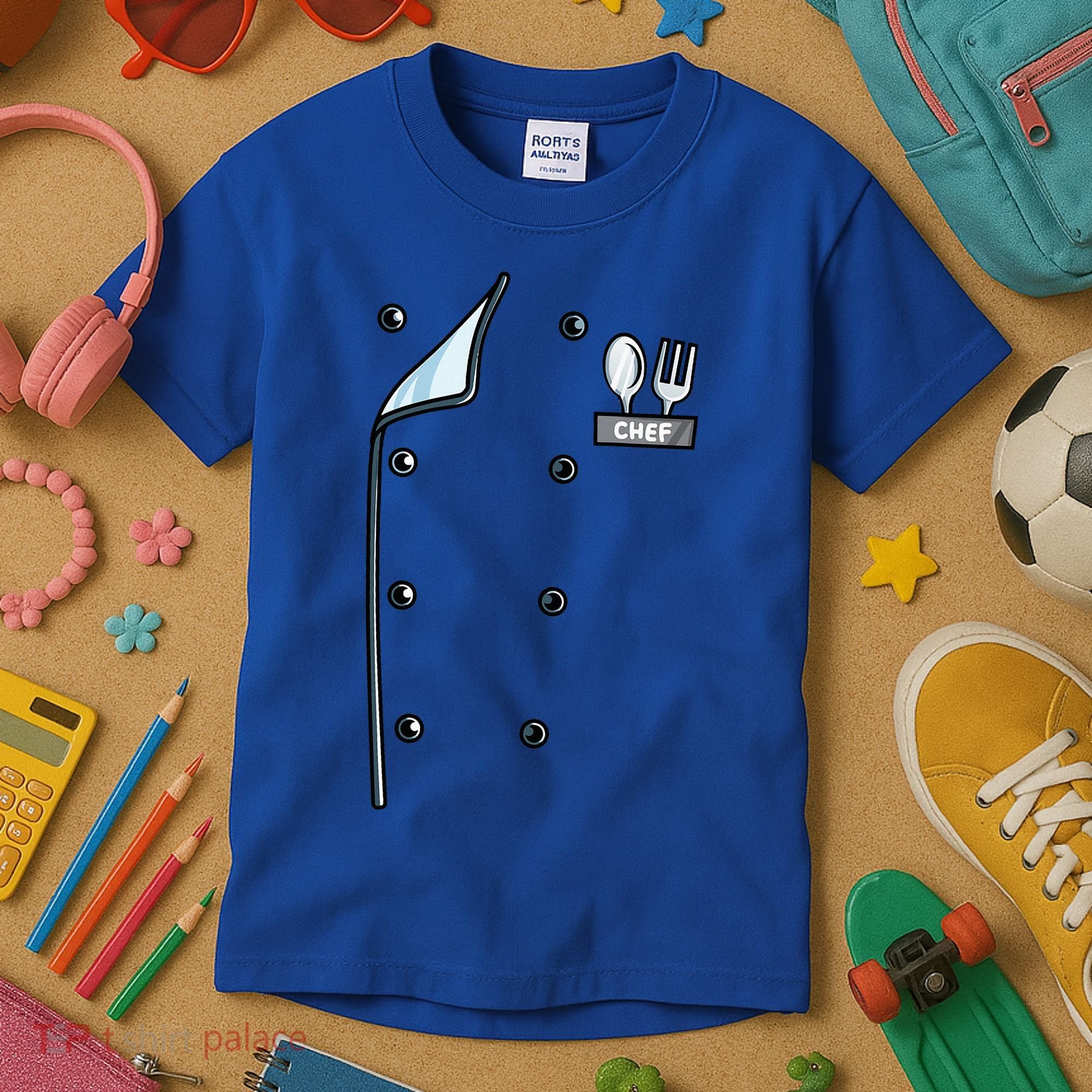 Chef Costume Coat Uniform Cook Jacket Kids T-Shirt