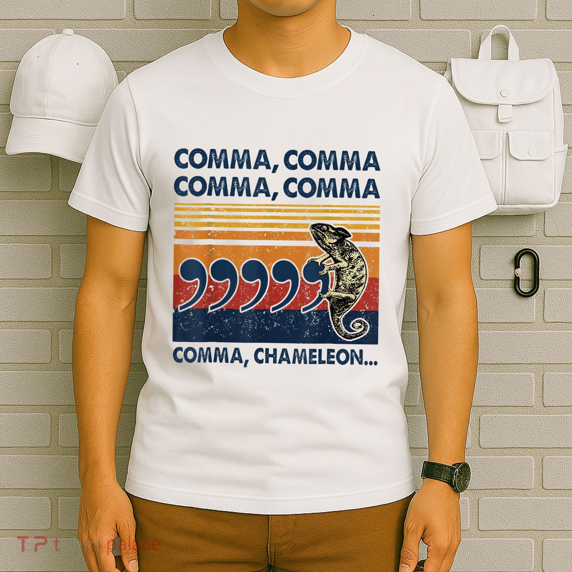 Comma Comma Chameleon Funny Grammar English Teacher T-Shirt