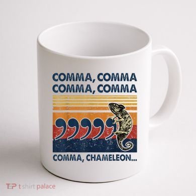 Comma Comma Chameleon Funny Grammar English Teacher Coffee Mug back
