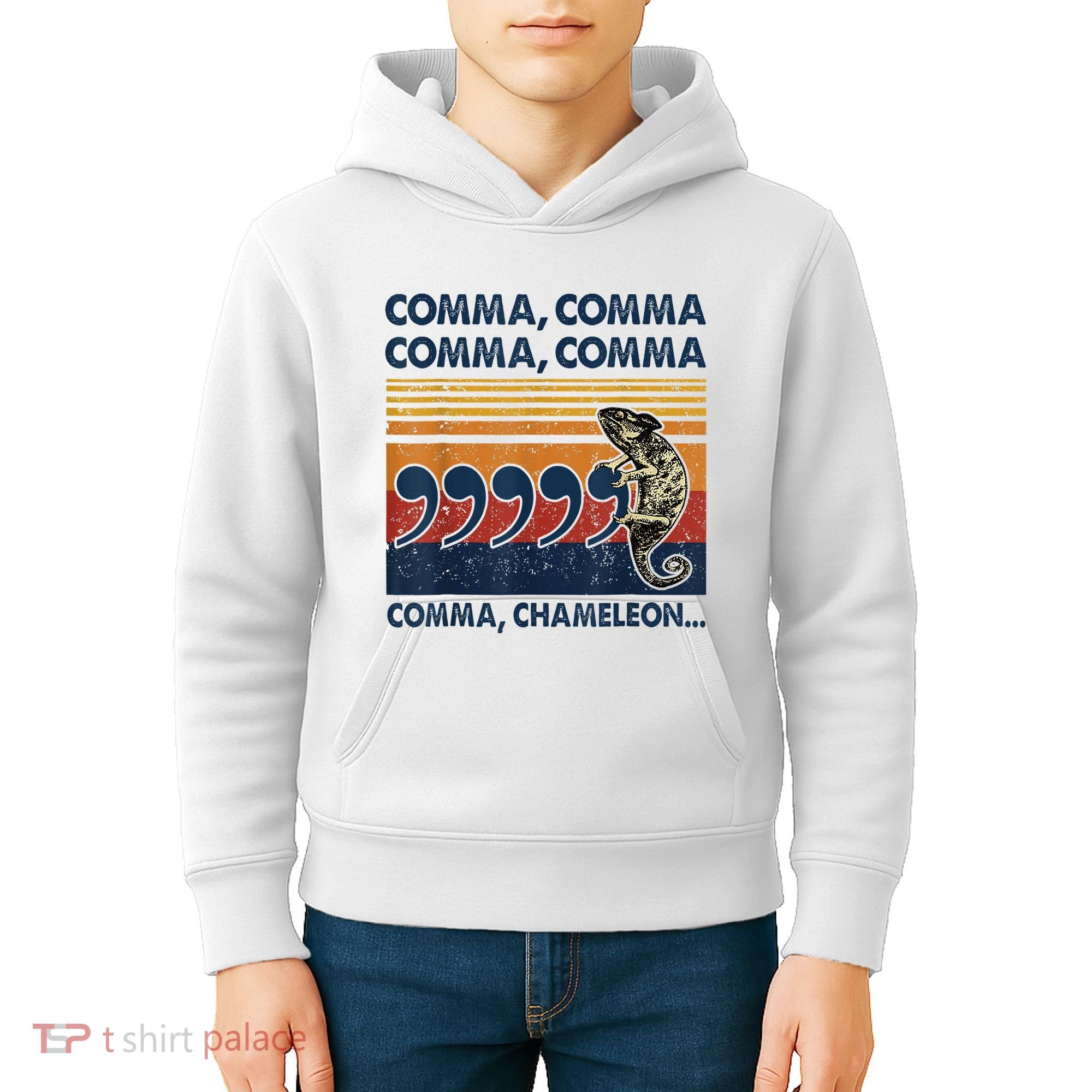 Comma Comma Chameleon Funny Grammar English Teacher Kids Hoodie