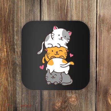 Cat Cats Cute Kitty Pile Anime Kawaii Neko Gift TShirt Coaster