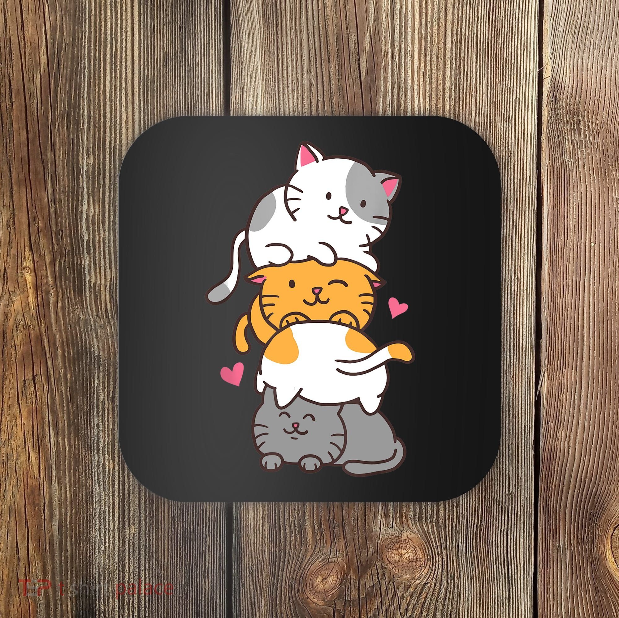 Cat Cats Cute Kitty Pile Anime Kawaii Neko Gift TShirt Coaster
