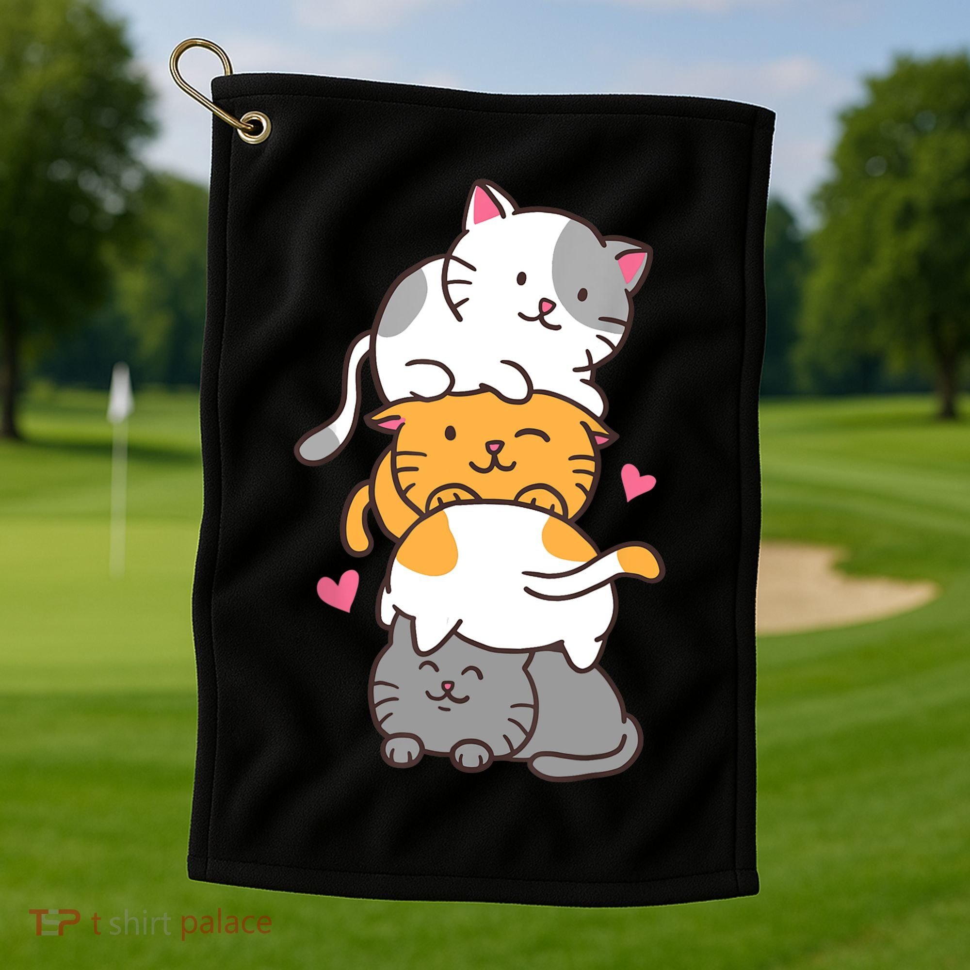 Cat Cats Cute Kitty Pile Anime Kawaii Neko Gift TShirt Golf Towel