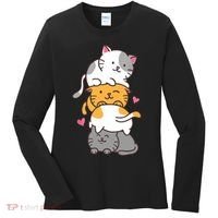 Cat Cats Cute Kitty Pile Anime Kawaii Neko Gift TShirt Women's Long Sleeve Shirt thumb 0