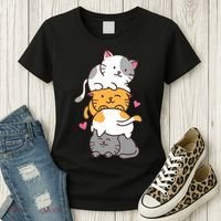 Cat Cats Cute Kitty Pile Anime Kawaii Neko Gift TShirt Women's T-Shirt thumb 3