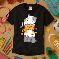 Cat Cats Cute Kitty Pile Anime Kawaii Neko Gift TShirt Kids T-Shirt thumb 3