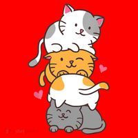 Cat Cats Cute Kitty Pile Anime Kawaii Neko Gift TShirt Santa Hat thumb 1