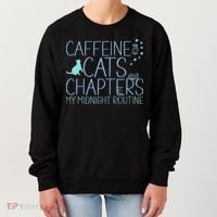 Caffeine Cats  Chapters My Midnight Routine Night Cat Owl Women's Sweatshirt thumb 0