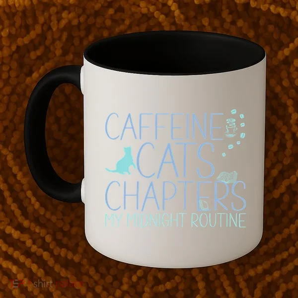 Caffeine Cats  Chapters My Midnight Routine Night Cat Owl Coffee Mug