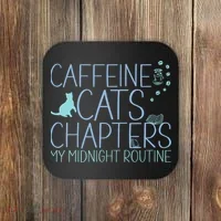 Caffeine Cats  Chapters My Midnight Routine Night Cat Owl Coaster thumb 0