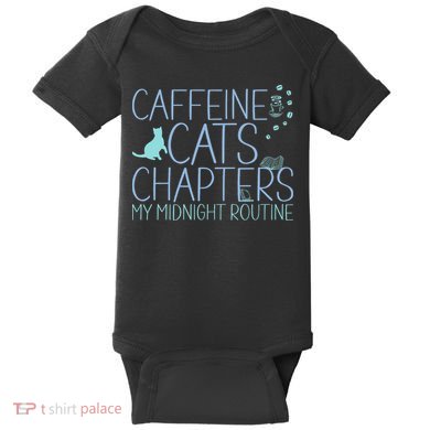 Caffeine Cats  Chapters My Midnight Routine Night Cat Owl Baby Bodysuit