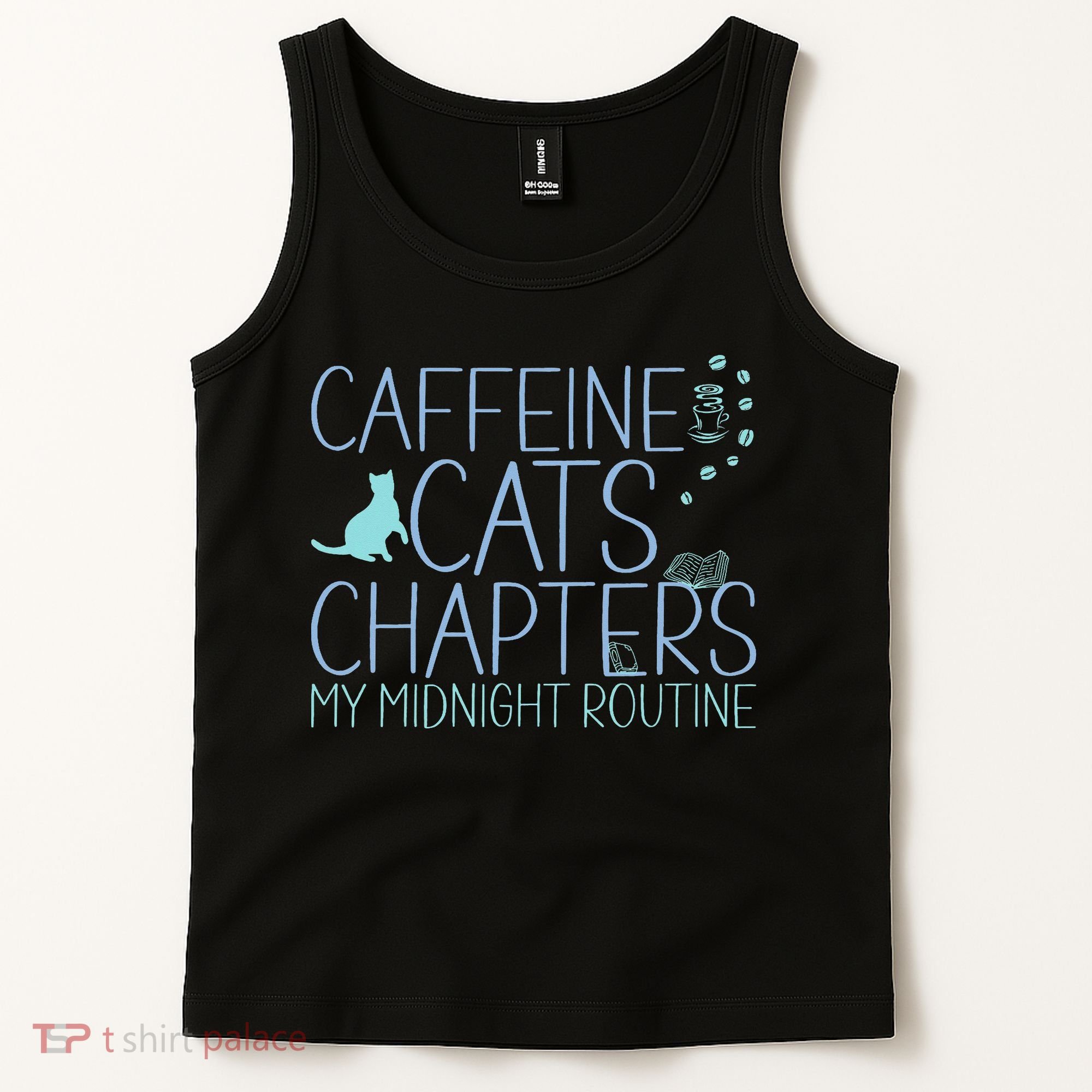 Caffeine Cats  Chapters My Midnight Routine Night Cat Owl Tank Top