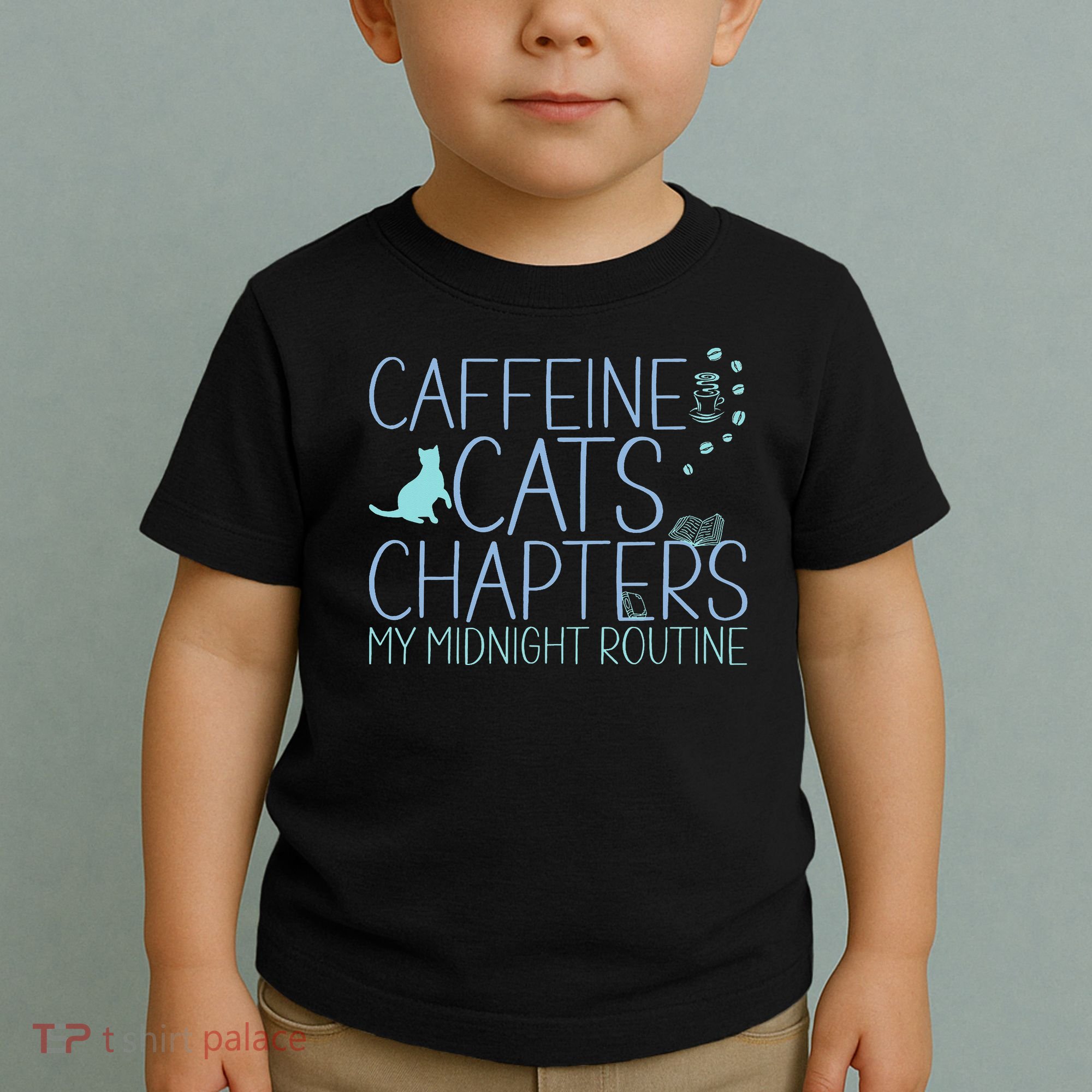 Caffeine Cats  Chapters My Midnight Routine Night Cat Owl Toddler T-Shirt