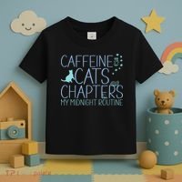 Caffeine Cats  Chapters My Midnight Routine Night Cat Owl Toddler T-Shirt thumb 3