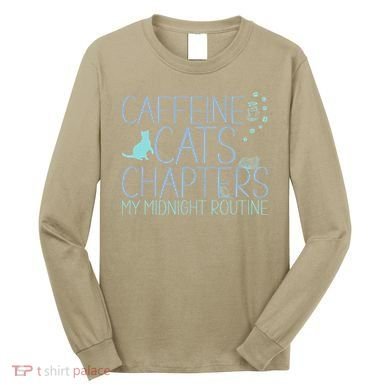 Caffeine Cats  Chapters My Midnight Routine Night Cat Owl Long Sleeve Shirt