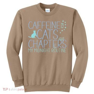 Caffeine Cats  Chapters My Midnight Routine Night Cat Owl Sweatshirt