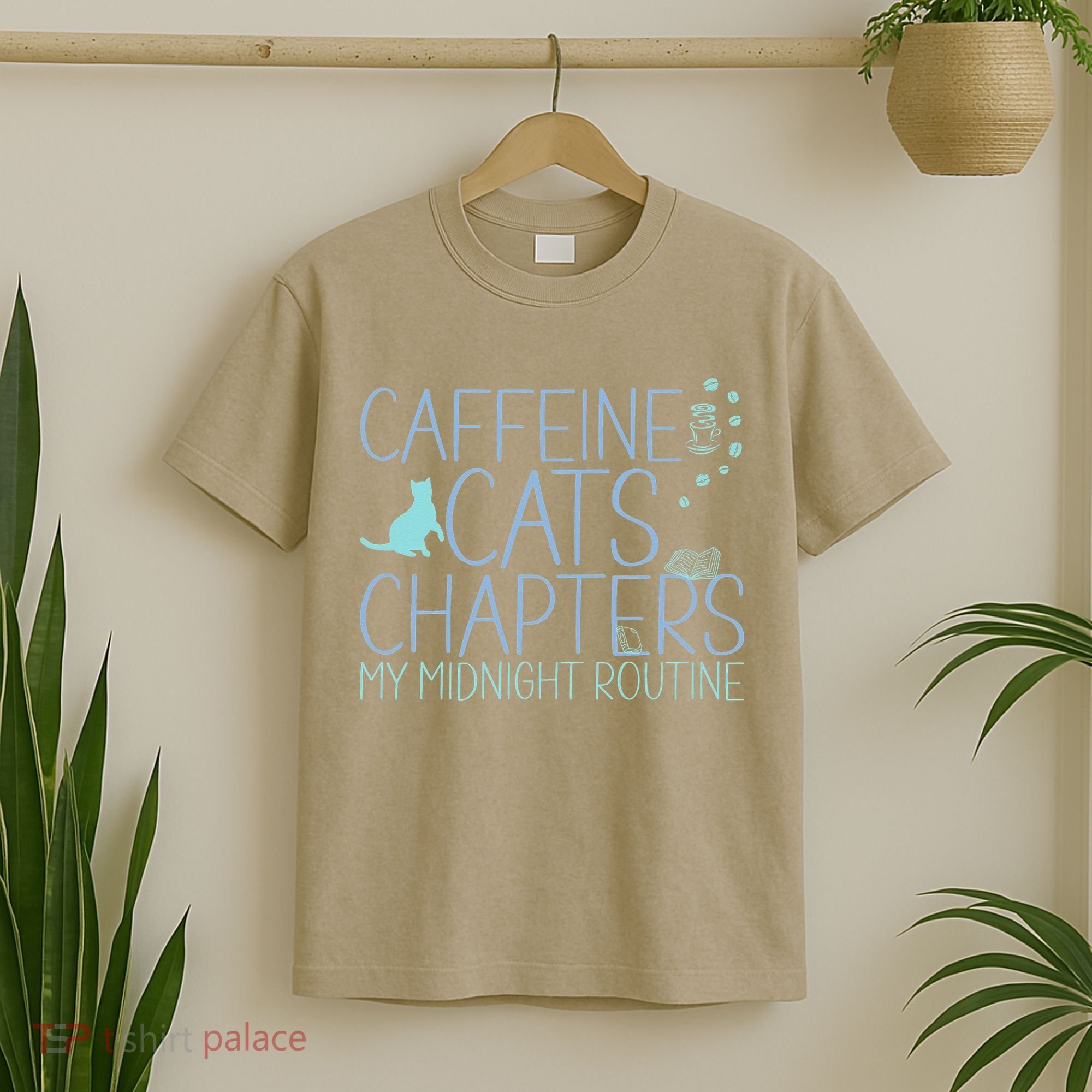 Caffeine Cats  Chapters My Midnight Routine Night Cat Owl T-Shirt