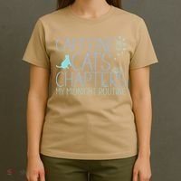 Caffeine Cats  Chapters My Midnight Routine Night Cat Owl T-Shirt thumb 4