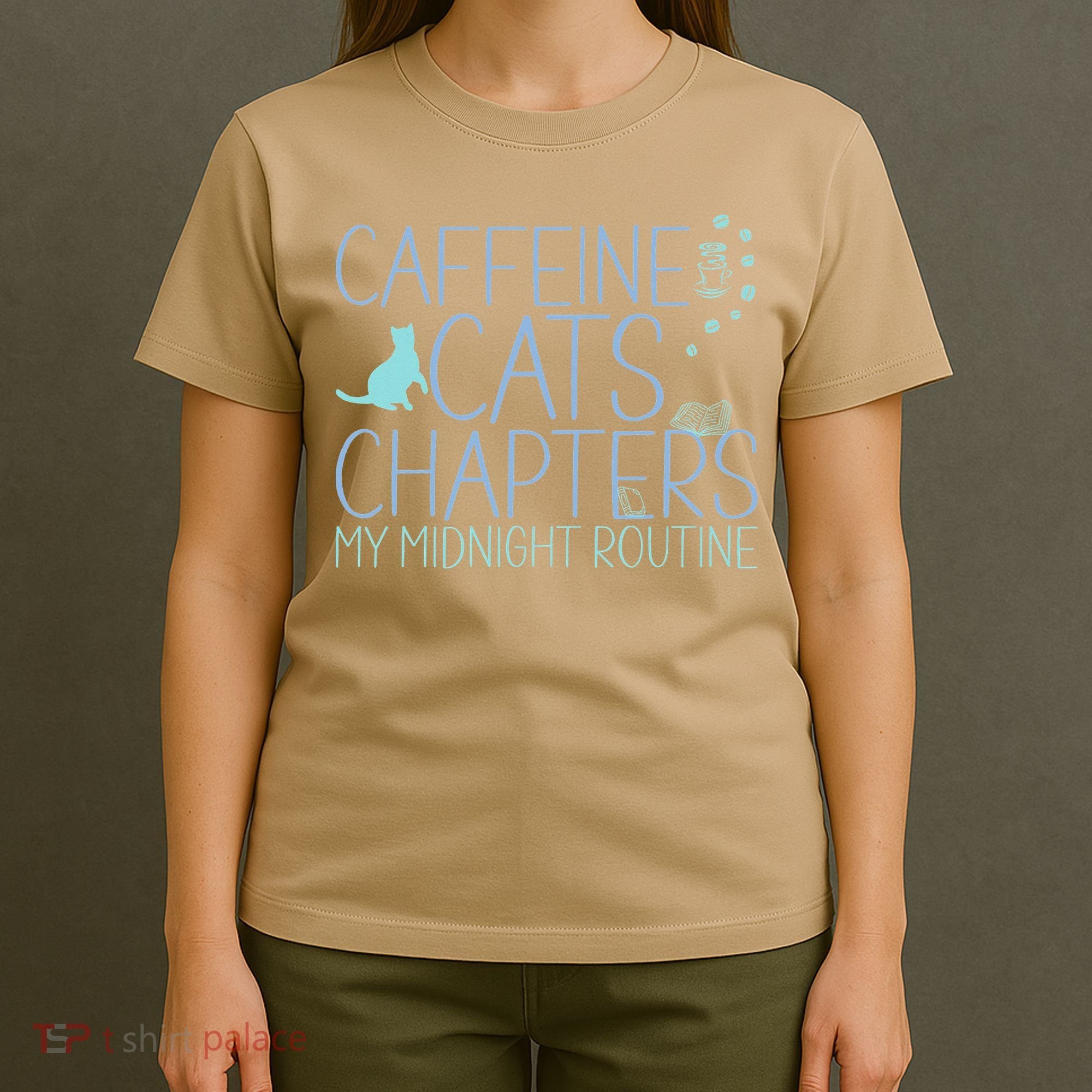 Caffeine Cats  Chapters My Midnight Routine Night Cat Owl T-Shirt