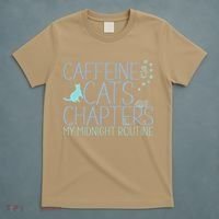 Caffeine Cats  Chapters My Midnight Routine Night Cat Owl T-Shirt thumb 5