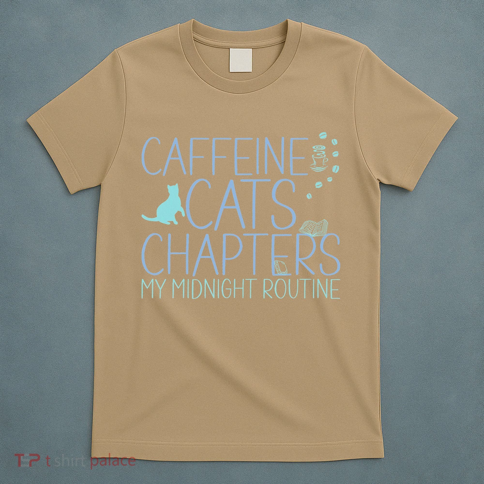 Caffeine Cats  Chapters My Midnight Routine Night Cat Owl T-Shirt
