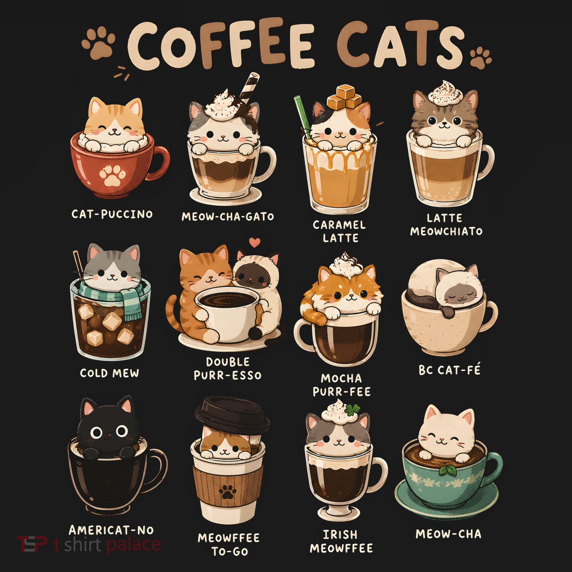 Coffee Cats Cute Cat Inspired Funny Bucket Hat