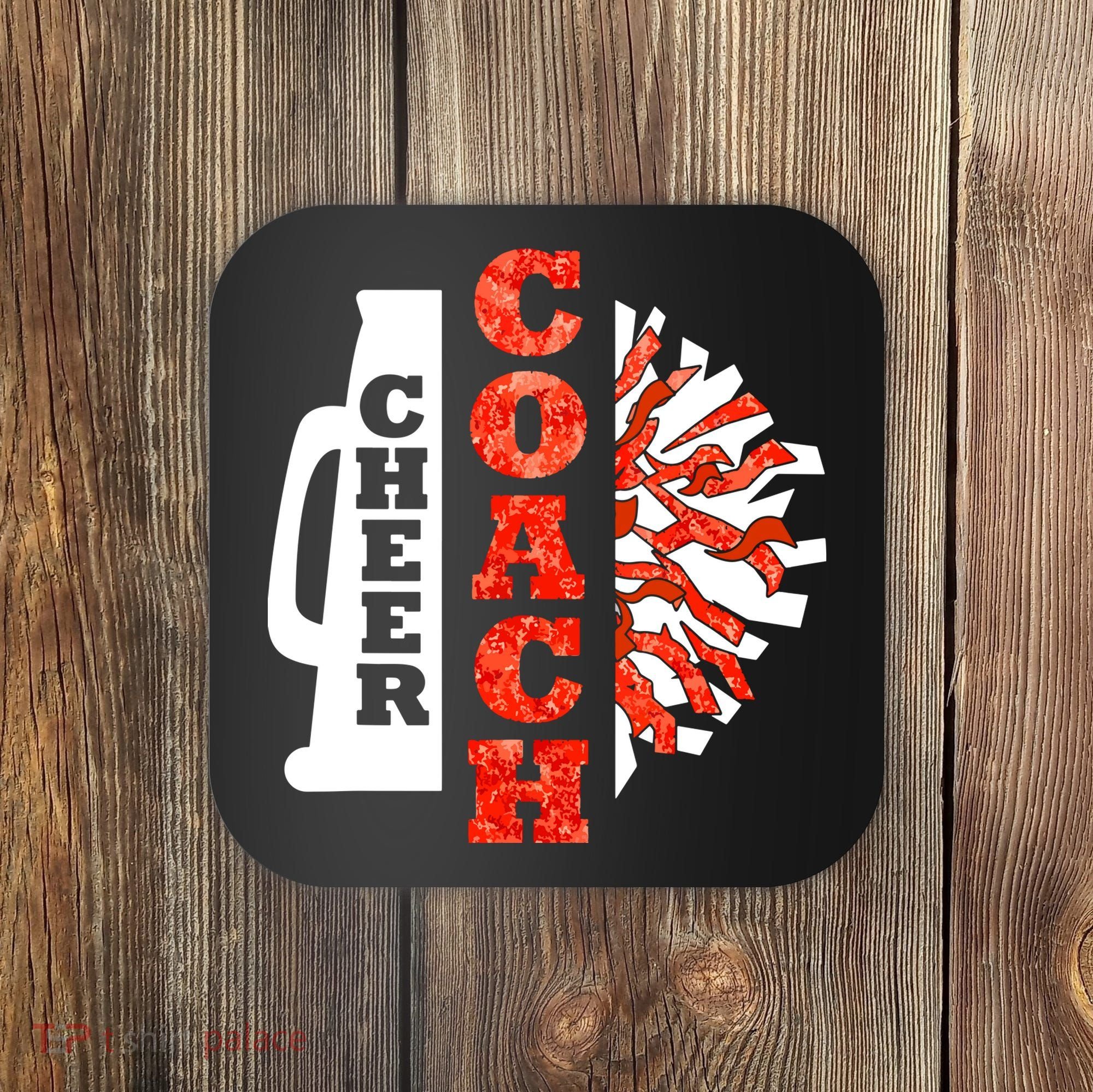 Cheer Coach Cheerleader Megaphone Pom Pom Coaster