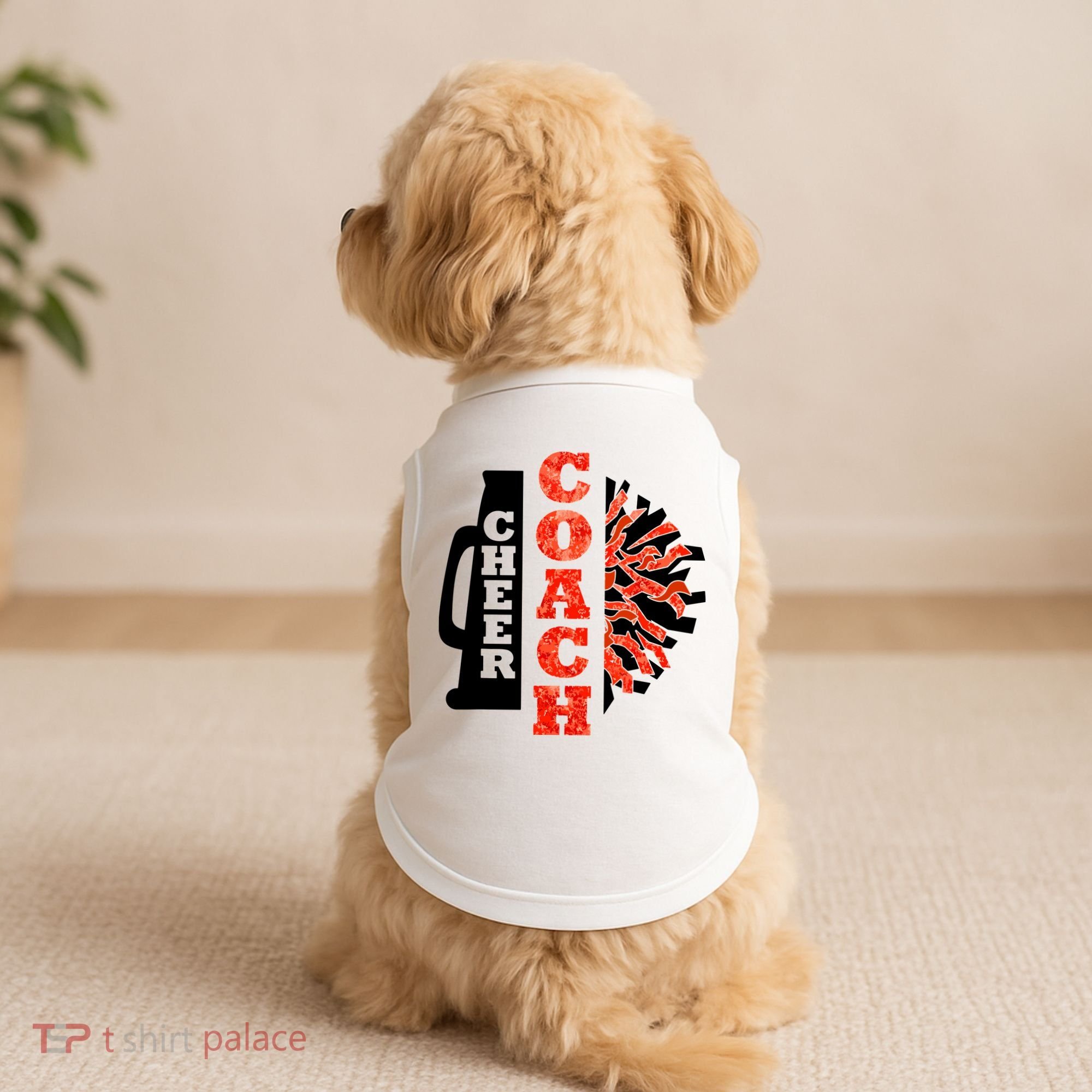 Cheer Coach Cheerleader Megaphone Pom Pom Doggie Tank