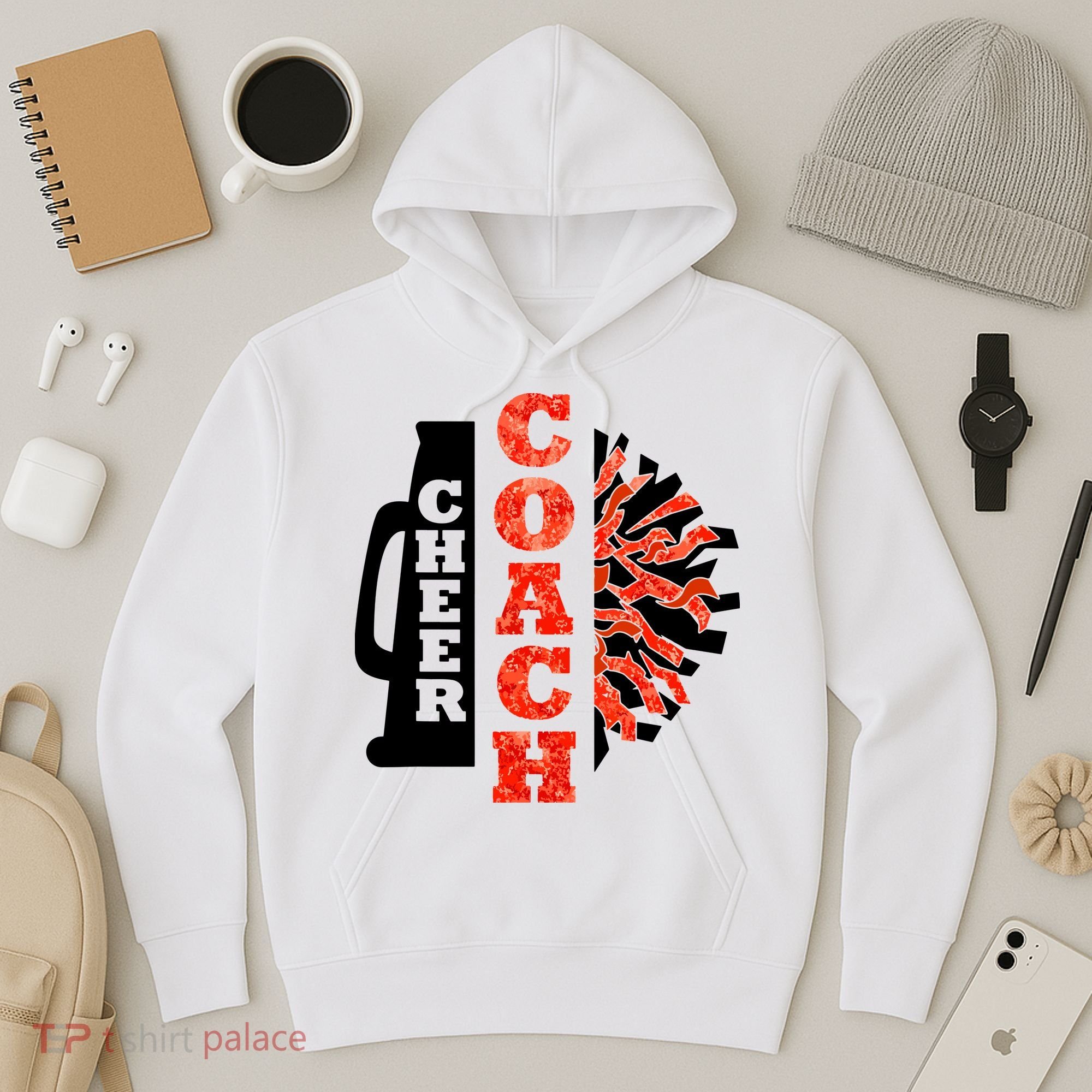 Cheer Coach Cheerleader Megaphone Pom Pom Hoodie