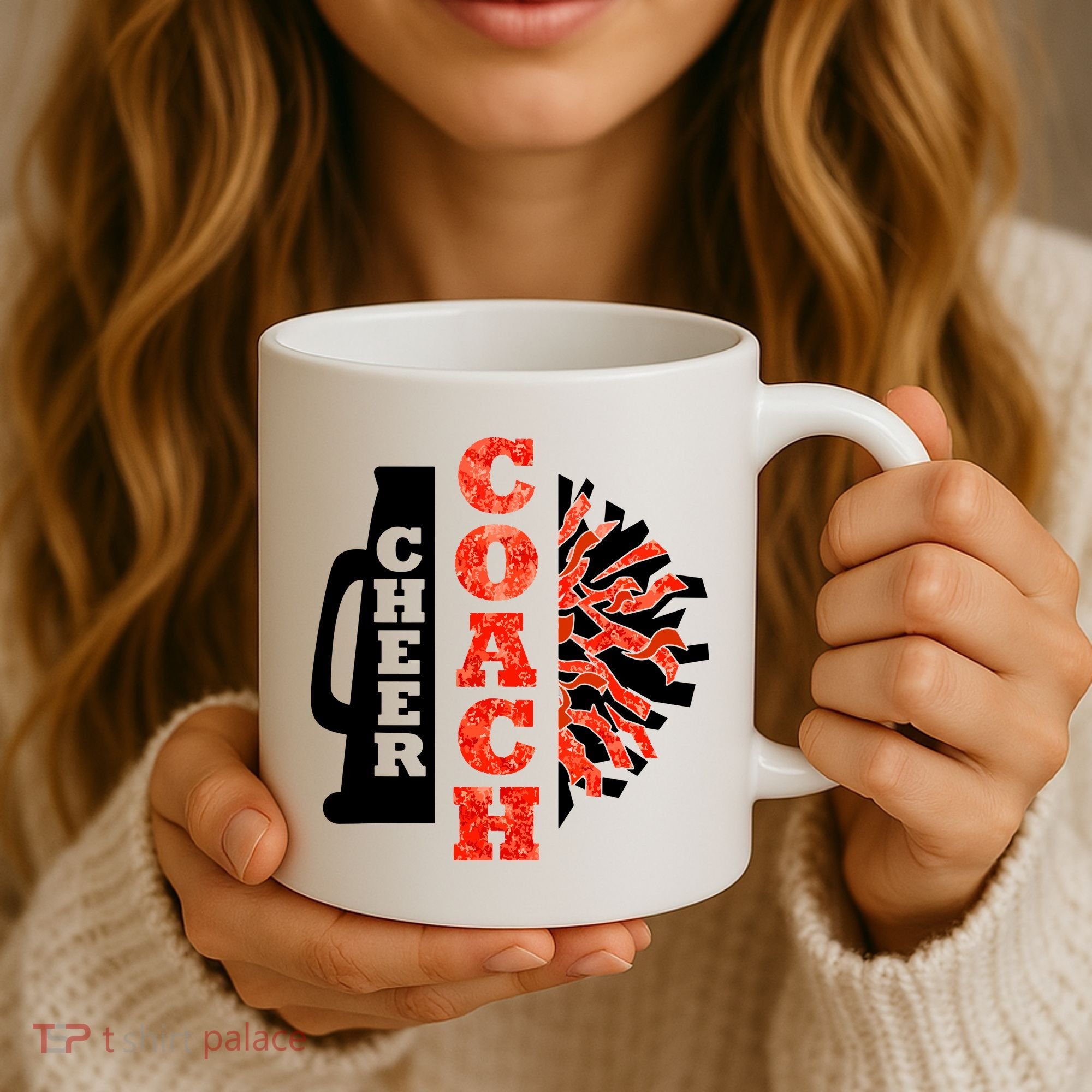 Cheer Coach Cheerleader Megaphone Pom Pom Coffee Mug