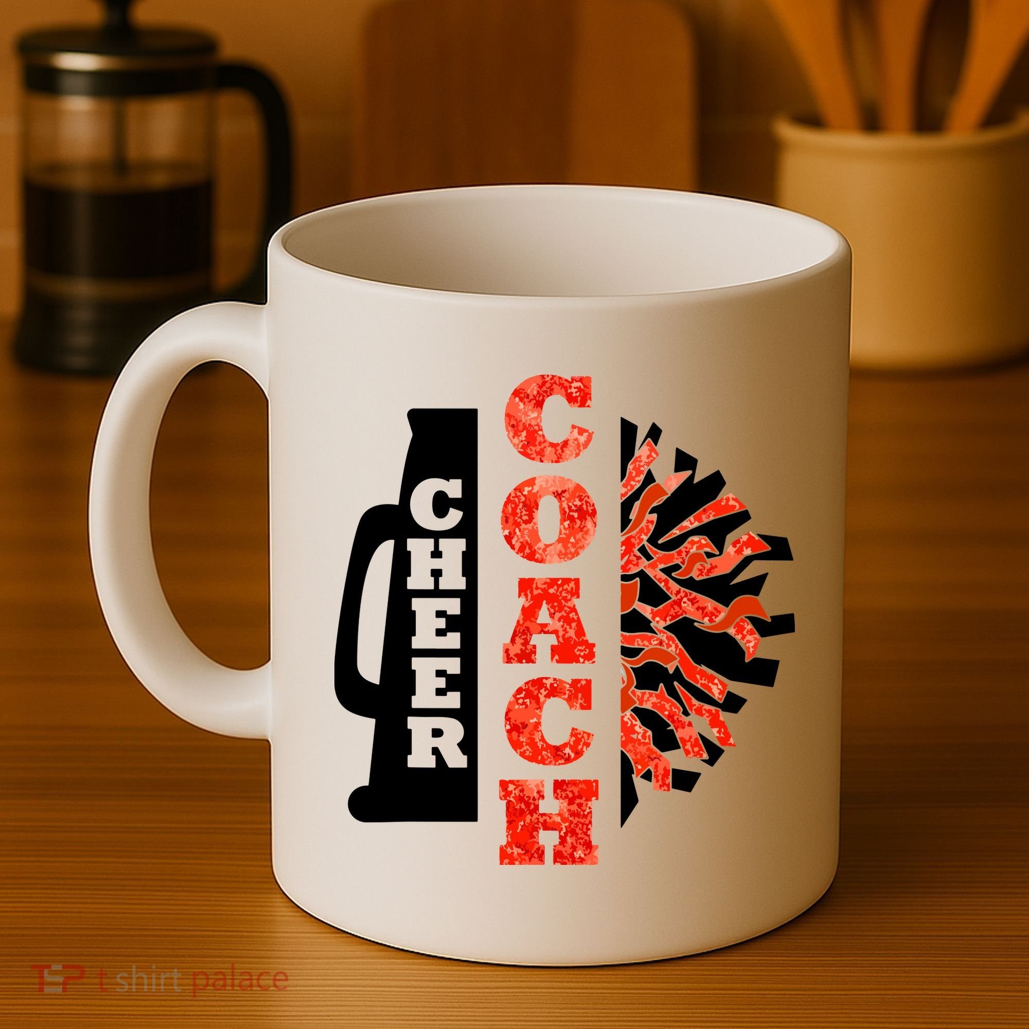 Cheer Coach Cheerleader Megaphone Pom Pom Coffee Mug