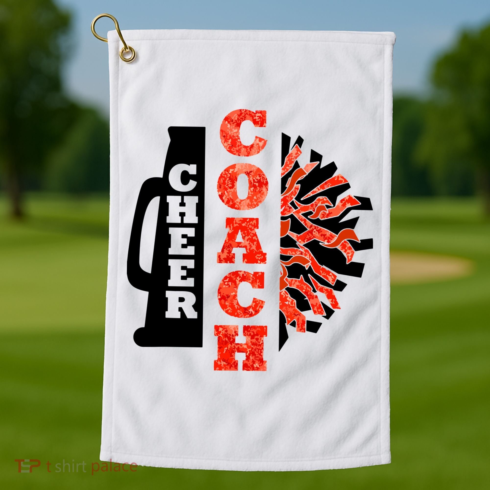 Cheer Coach Cheerleader Megaphone Pom Pom Golf Towel